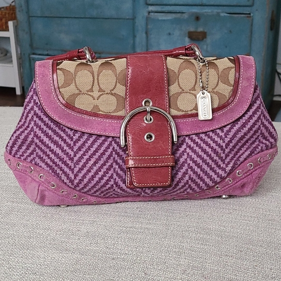 Coach Handbags - Coach Purple / Plum Herringbone Purse